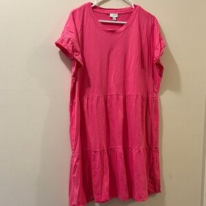 J. Crew Vibrant Pink Dress - women’s XL - 100% cotton - tiered